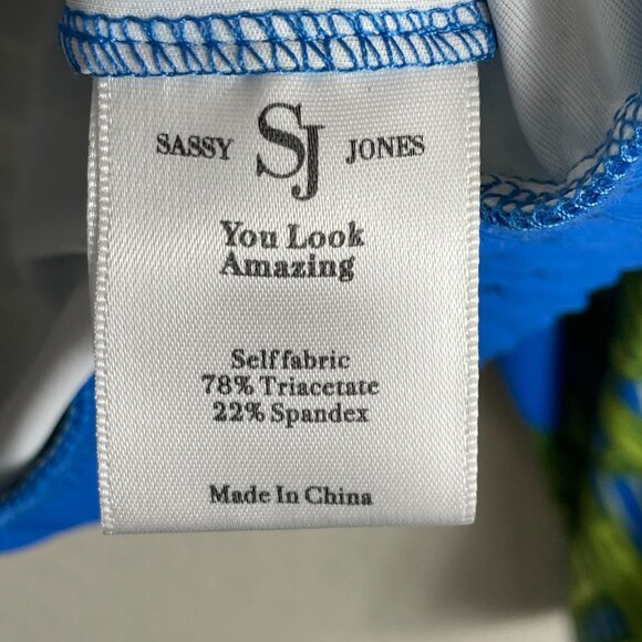 Sassy Jones Womens Large Tropical Birds Zip Jacket Zipper Sleeves Stretch - Picture 6 of 14